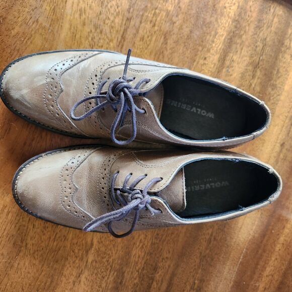 Wolverine Brown Leather Brogue Wingtip Oxford Dress Shoes Lace Up Mens Size 5 main image 14